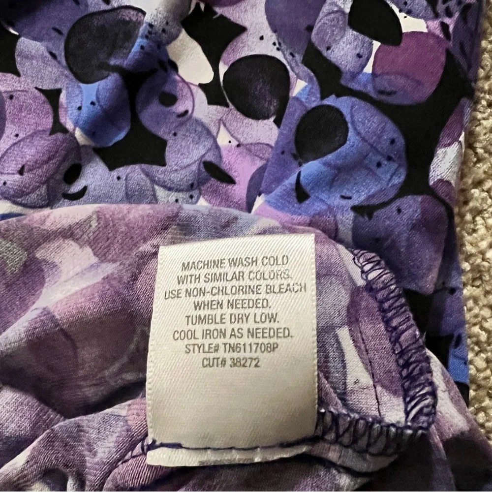 Dressbarn Purple Print Sheath Ruched Dress - Picture 4 of 8